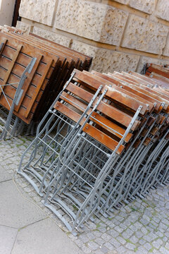 Folded Chairs and Old Wall