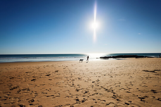 Running on a sandy beach