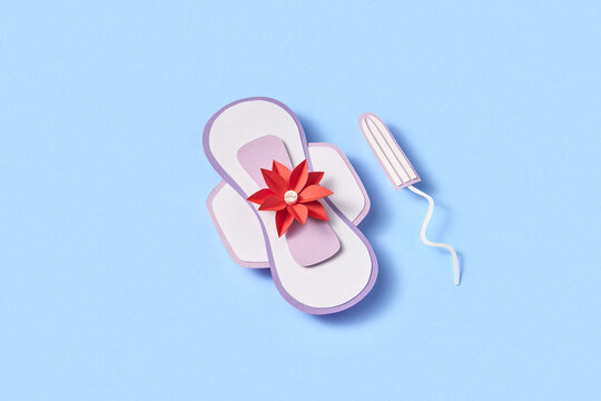 Cotton tampon and sanitary pad made from colorful paper