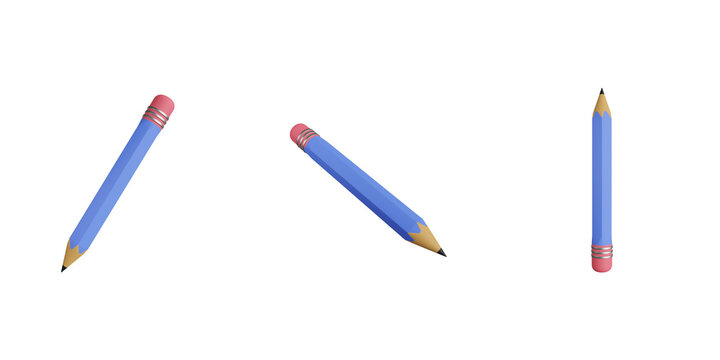 3d pencil, 3d render icon illustration, transparent background, education and school