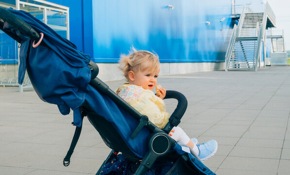 Toddler girl in stroller