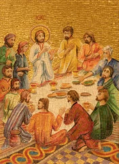 Schilderijen op glas MILAN, ITALY - MARCH 4, 2024: The mosaic  of Last supper in the church Chiesa di San Agostino by artist Kullo. © Renáta Sedmáková
