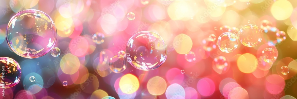 Aufkleber vibrant rainbow reflections in soap bubble background creating a mesmerizing display