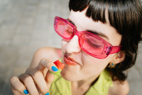 Woman enjoying a gummie