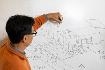 Portrait Handsome Confident Asian  architect designer 