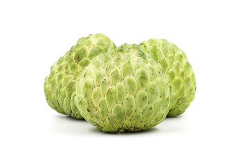 Sugar apple isolated on white background, exotic tropical Thai annona or cherimoya fruit, healthy food.