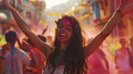Obraz premium Holi hai! Ready to embrace and share all the colors