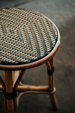 Parisian wicker bistro tabouret
