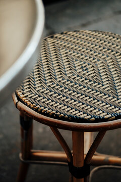 Parisian wicker bistro tabouret