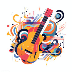 Abstract musical background flat vector illustration