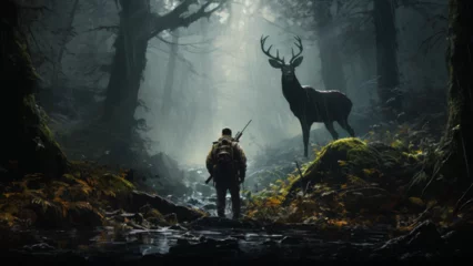 Fotobehang Deer Hunting in the Woods © Pixel Pusher 