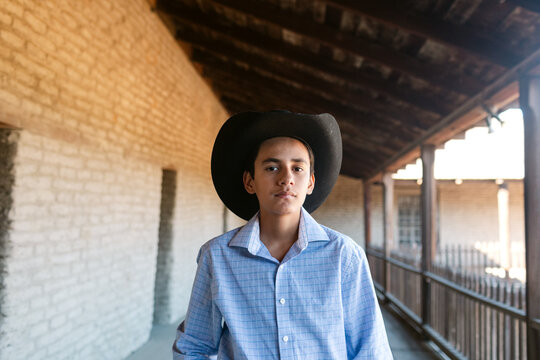 American Mexican Teen Cowboy Portrait