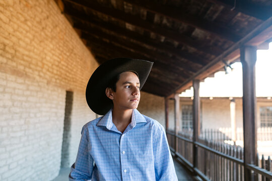 American Mexican Teen Cowboy Portrait