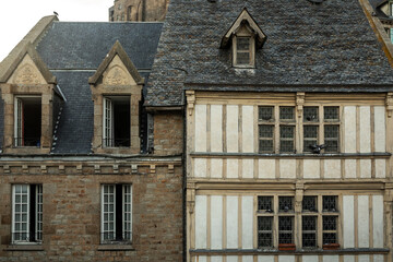 facade of houses on mont saint michel in france