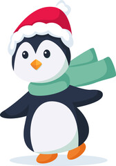 Lovely Penguin at Winter Character Design Illustration