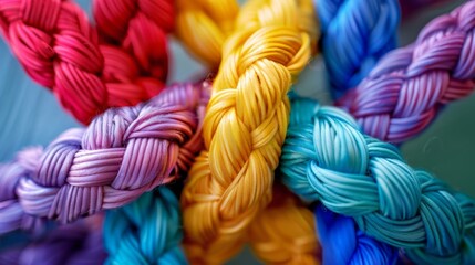 tied ropes with vibrant color generative ai