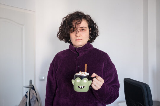 Pumpkin spice latte in a dracula mug