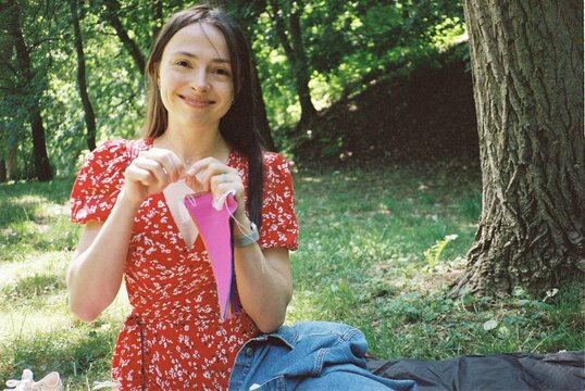Woman preparing decorations for birthday party