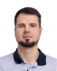 Fototapeta premium Passport photo. Portrait of man on white background