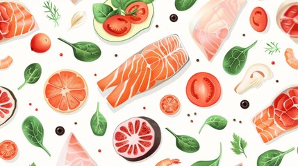 asian food illustration, illustrated cuisine background generative ai - obrazy, fototapety, plakaty
