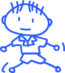 손으로 그린 학교 학생 선생님 라인 일러스트