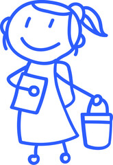 손으로 그린 학교 학생 선생님 라인 일러스트