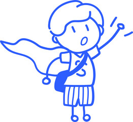 손으로 그린 학교 학생 선생님 라인 일러스트