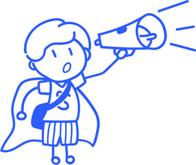 손으로 그린 학교 학생 선생님 라인 일러스트