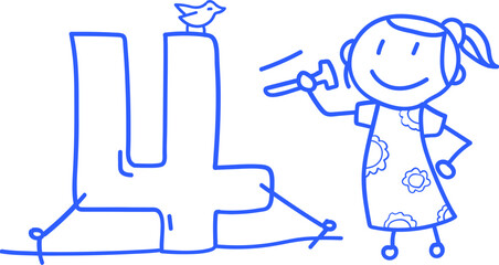 손으로 그린 학교 학생 선생님 라인 일러스트