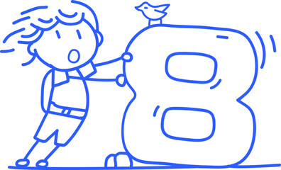 손으로 그린 학교 학생 선생님 라인 일러스트