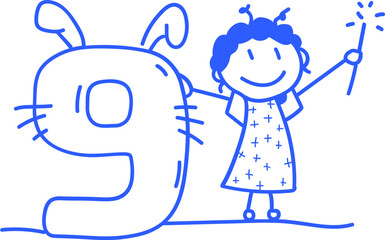 손으로 그린 학교 학생 선생님 라인 일러스트