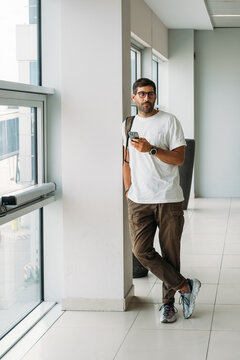 Portrait of Young Handsome Man at Airport 