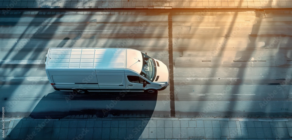 Poster sprinter seen from above with shadow and copy space.