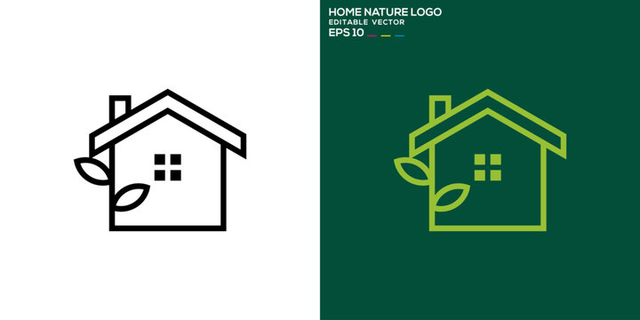 Vector design template of nature house logo, simple, residential house, forest, symbol icon EPS 10