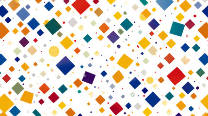 Colorful Squares and Dots on Transparent Background