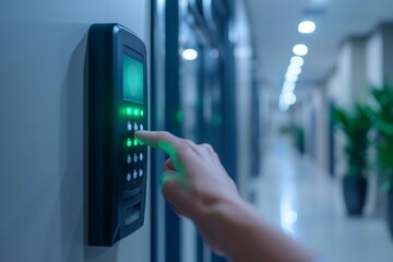 Access control. Security and fingerprint login. Backdrop with selective focus and copy space