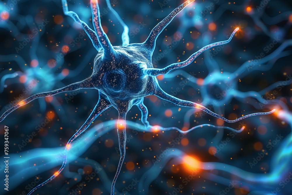Poster nerve cell. background with selective focus and copy space