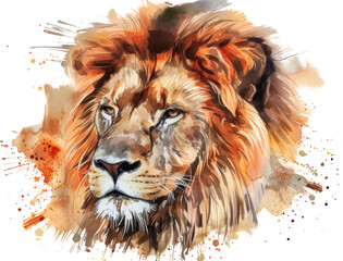 Majestic Lions Face Watercolor Painting