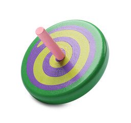 One bright spinning top isolated on white