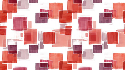 Artistic Red Squares Pattern - Abstract Paint Brush Strokes on Transparent Background