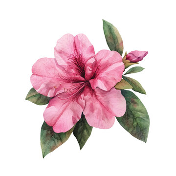 beautiful azalea flower vector illustration in watercolour style