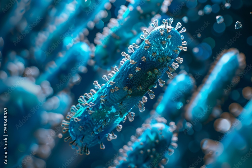 Poster bacteria close up. science and research concept. background with selective focus and copy space