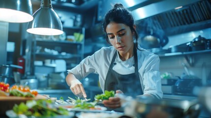 Chef is preparing a meal in the kitchen