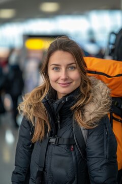 Professional Photography of a Personal Assistant Providing Support During Travel, Generative AI