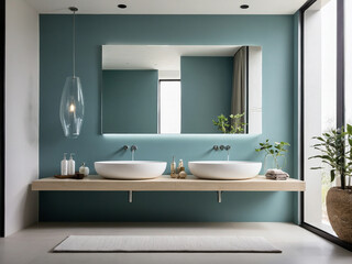 Fototapeta na wymiar Modern bathroom interior with elegant fixtures