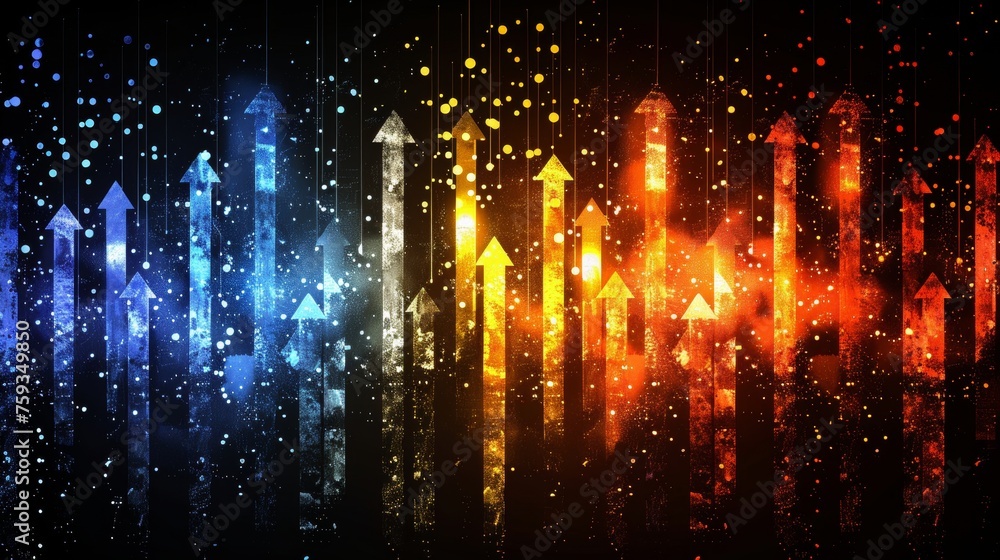 Poster abstract financial growth arrows background with ample space for convenient text placement