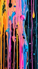 Abstract Multicolored Paint on Black Background