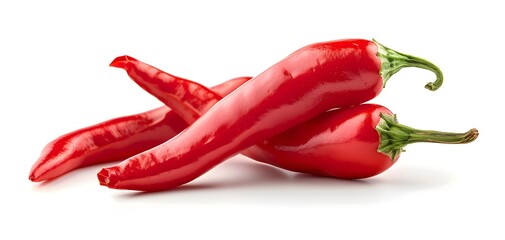 Fresh Red hot chili peppers isolated on white background. advertisement, brand, product, presentation.  - obrazy, fototapety, plakaty