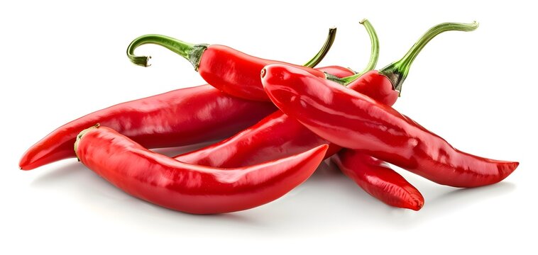 Fresh Red hot chili peppers isolated on white background. advertisement, brand, product, presentation. 