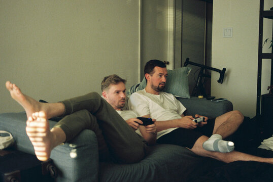 Friends playing with game console 